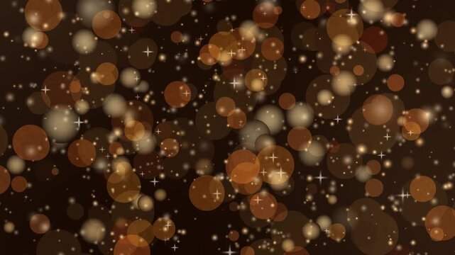Golden Raining Bokeh Lights and Sparkling Particles on Dark Background
