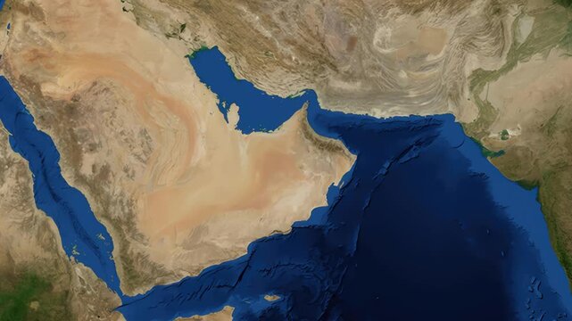 Satellite Map Zoom Animation From World View To Muscat Oman