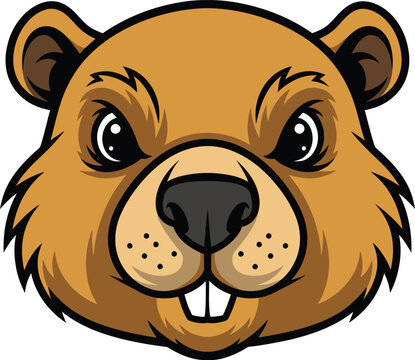 Fierce groundhog head mascot cartoon character face illustration