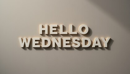 Fototapeta premium Hello Wednesday sign on wall - 3d wooden letters typography