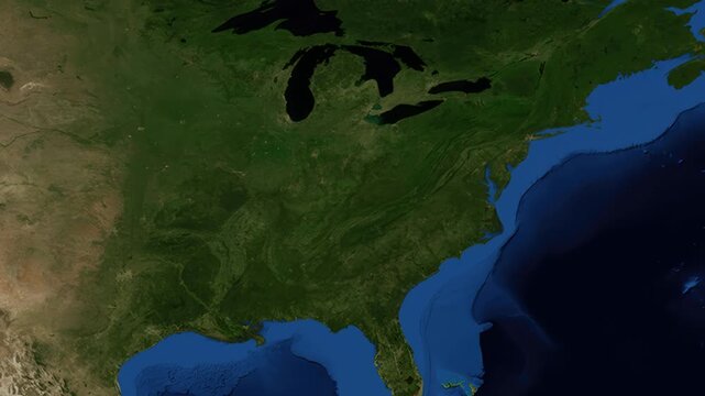 Satellite Map Zoom Animation From World View to Springfield Illinois USA