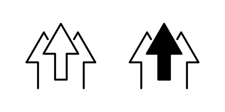 Modern icon set featuring three upward arrows for upload, progress, and growth concepts