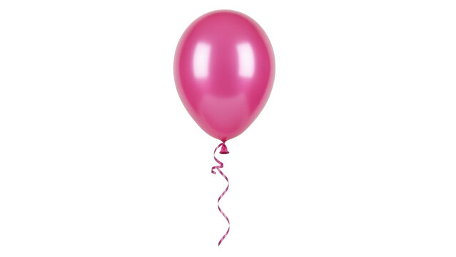 Shiny Pink Balloon with Swirling Ribbon isolated on a transparent background party balloon