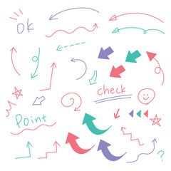 やじるしと色んな記号の素材セット【カラフル】