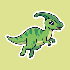 Parasaurolophus Cute Cartoon Dinosaur Illustration
