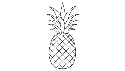Fototapeta premium Detailed Pineapple Outline Drawing for Coloring and Creative Projects.