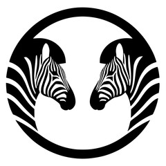 Two zebra logo silhouette vector design © Breck