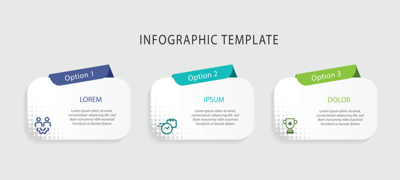 3 step infographic template vector element with paper style and icons suitable for business information and graphic presentation.