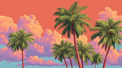 Fototapeta premium Palm trees on the tropical background concept