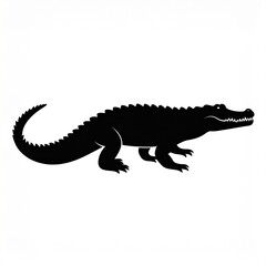 Fototapeta premium Silhouette of Roaring Dinosaur Head Black and White Minimalist Art Illustration