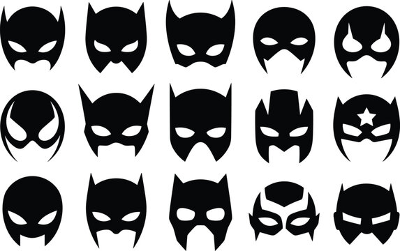 Black and white bat-themed masks in various styles