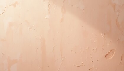 Fototapeta premium Peach plaster wall texture background with soft shadows