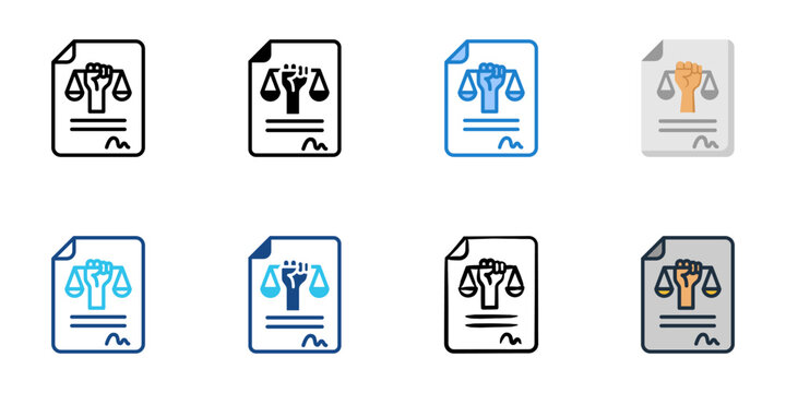 Power of Attorney icons set multiple style collection. Editable stroke 
