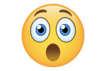 Astonished emoji face with wide eyes and open mouth expressing shock and surprise