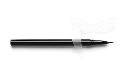Black Liquid Eyeliner Pen with Fine Tip on White Background.