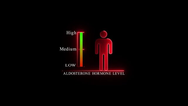 Aldosterone Hormone Level Chart With Human Silhouette.4k Animation.