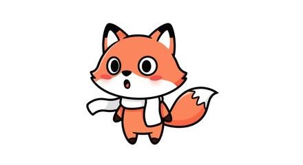 Obraz premium Cartoon fox character with scarf