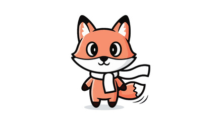 Obraz premium Cartoon fox character with white scarf