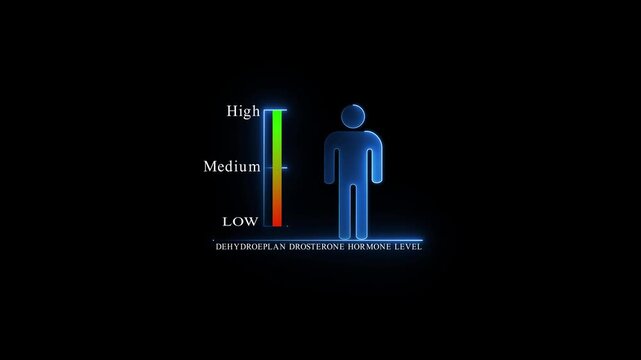 Dehydroepiandrosterone Hormone Level Indicator with Green Neon.4k Animation.