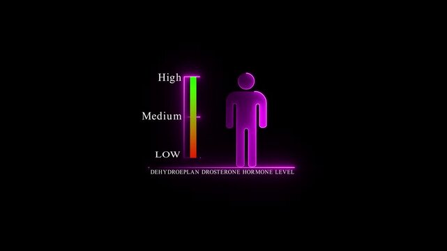 Dehydroepiandrosterone Hormone Level Indicator with Green Neon.4k Animation.