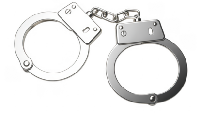 Silver metal handcuffs isolated isolated on a transparent background