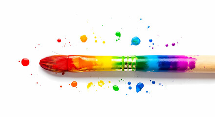 Colorful Watercolor Paints and Brush for Art and Design Isolated