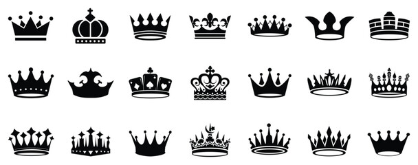 Crown icon set. Royal crown symbol collection. Illustration vector simple crown icon collection . © ALL IN ONE STUDIO 🌍