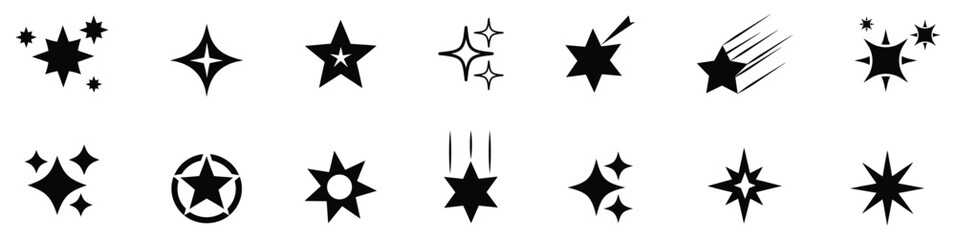 Obraz premium Stars icon collection. Sparkle star icons. Shine icon. Stars sparkle doodles vector. Star shine sparkle icon . 
