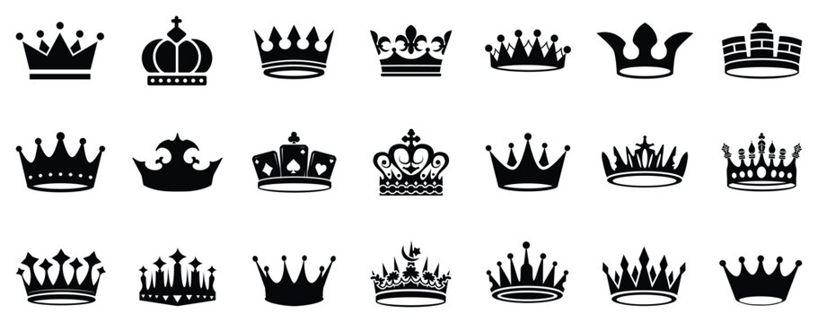 Crown icon set. Royal crown symbol collection. Illustration vector simple crown icon collection .