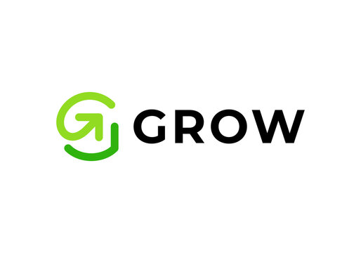 abstract letter G with arrow growth logo design