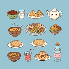 asian food and drink icons