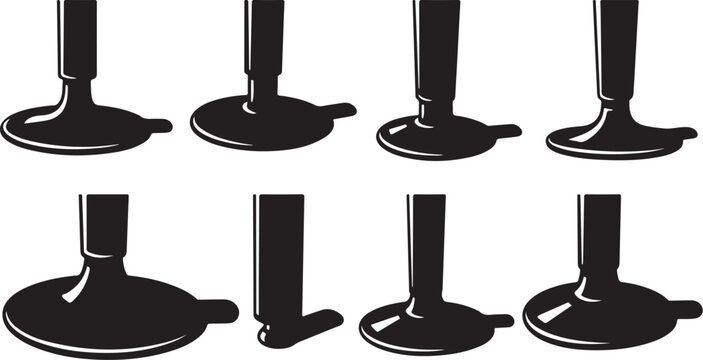 Black and white valve icons in various orientations displayed