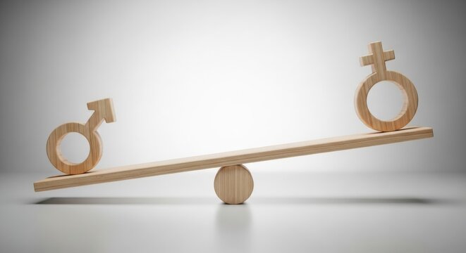 Gender equality symbols on balance