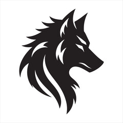 Obraz premium Werewolf vector silhouette line art logo design concept illustration