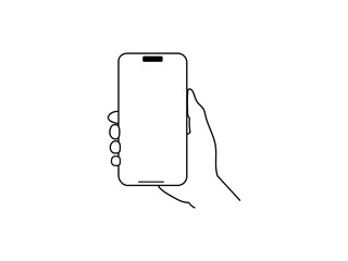 線画　スマホを持った手 
