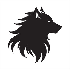 Fototapeta premium Werewolf vector silhouette line art logo design concept illustration