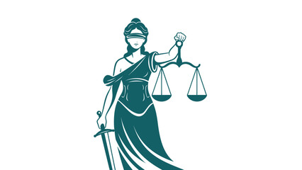 Lady Justice with Scales and Sword, Blindfolded, Symbol of Law and Justice