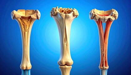 Obraz premium Anatomical Illustration of Bone Structure and Muscle Attachment.