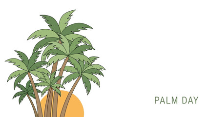 Palm Trees with Green Leaves Illustration.