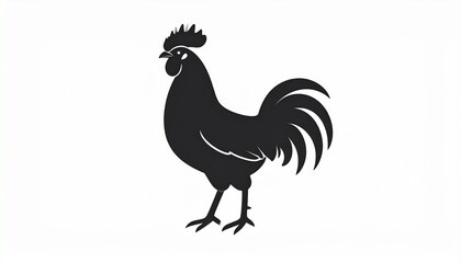 Fototapeta premium Black Rooster Silhouette Icon Isolated on White Background Vector Illustration