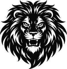 Fototapeta premium lion head black silhouette illustration