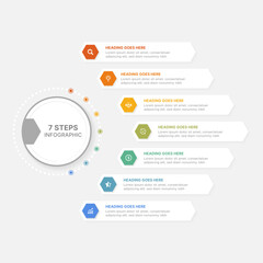 Obraz premium 7 Steps Hexagonal Business Process Infographic Template