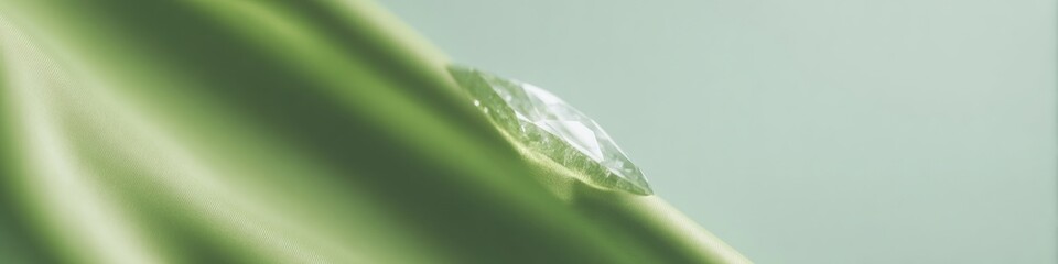 Fototapeta premium Abstract green flowing texture with soft glowing gradient curves and grain texture for banner background, featuring emerald and mint tones for a fresh aesthetic design