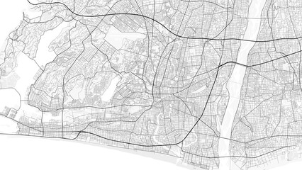 Obraz premium Hamamatsu City Map. Minimalist black and white line art poster for printing, wallpaper, wall art, and map resources for home and office decor