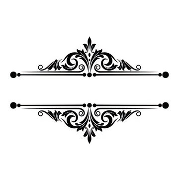 Elegant black vintage ornamental divider with floral scrolls for decorative design elements