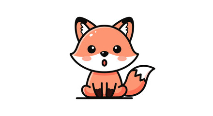 Obraz premium Cartoon fox illustration on white background