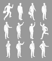  Businessman Line Art Vector Set &ndash; Professional Male Office Poses Silhouette Illustration Collection