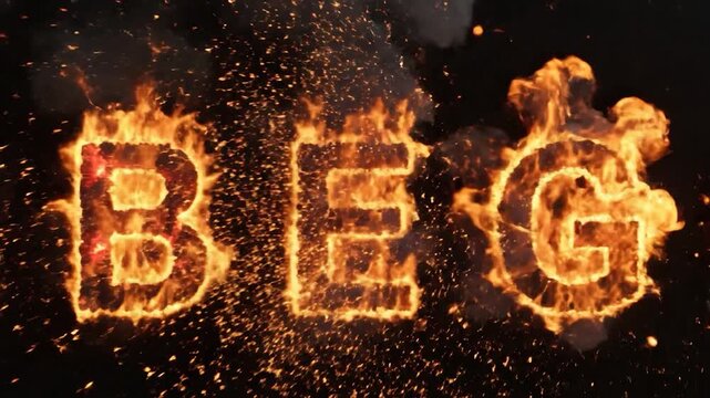 Flaming Alphabet Letters on Fire