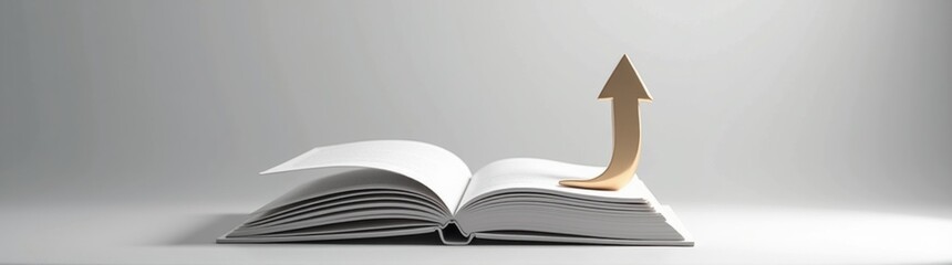 Arrows pointing upward from a book on a table