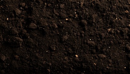 Dark Brown Soil Texture with Small Rocks.